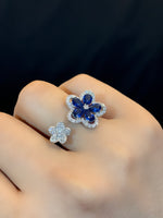 Load image into Gallery viewer, Blue Blossom Silver Ring

