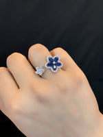 Load image into Gallery viewer, Blue Blossom Silver Ring
