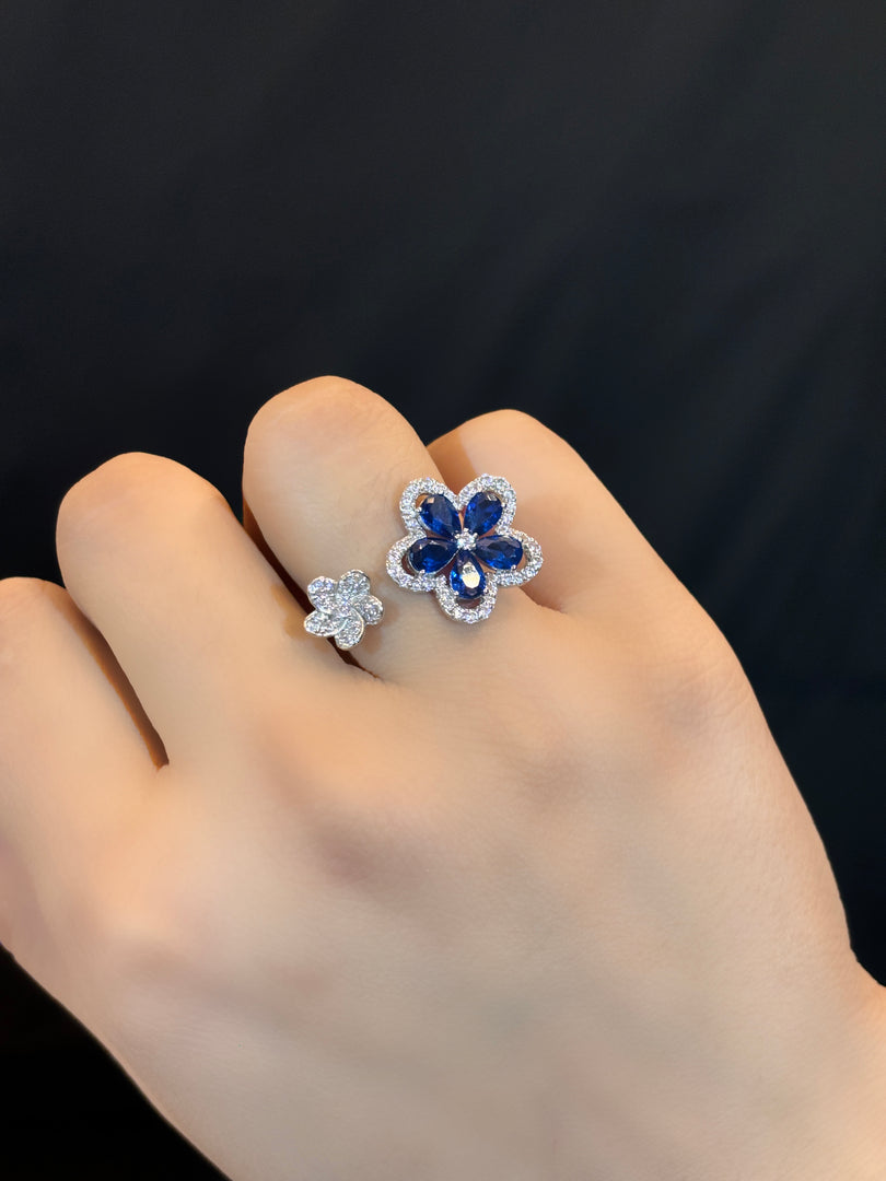 Blue Blossom Silver Ring