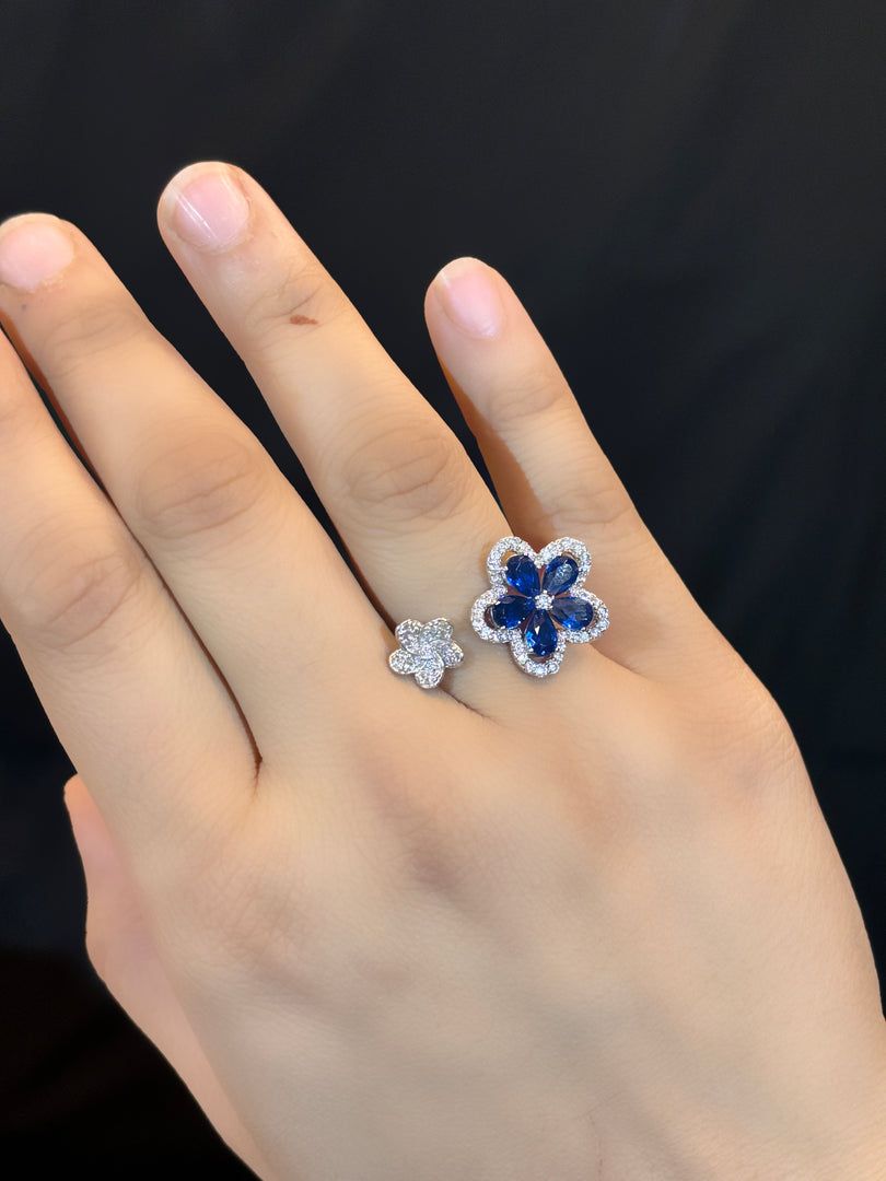 Blue Blossom Silver Ring