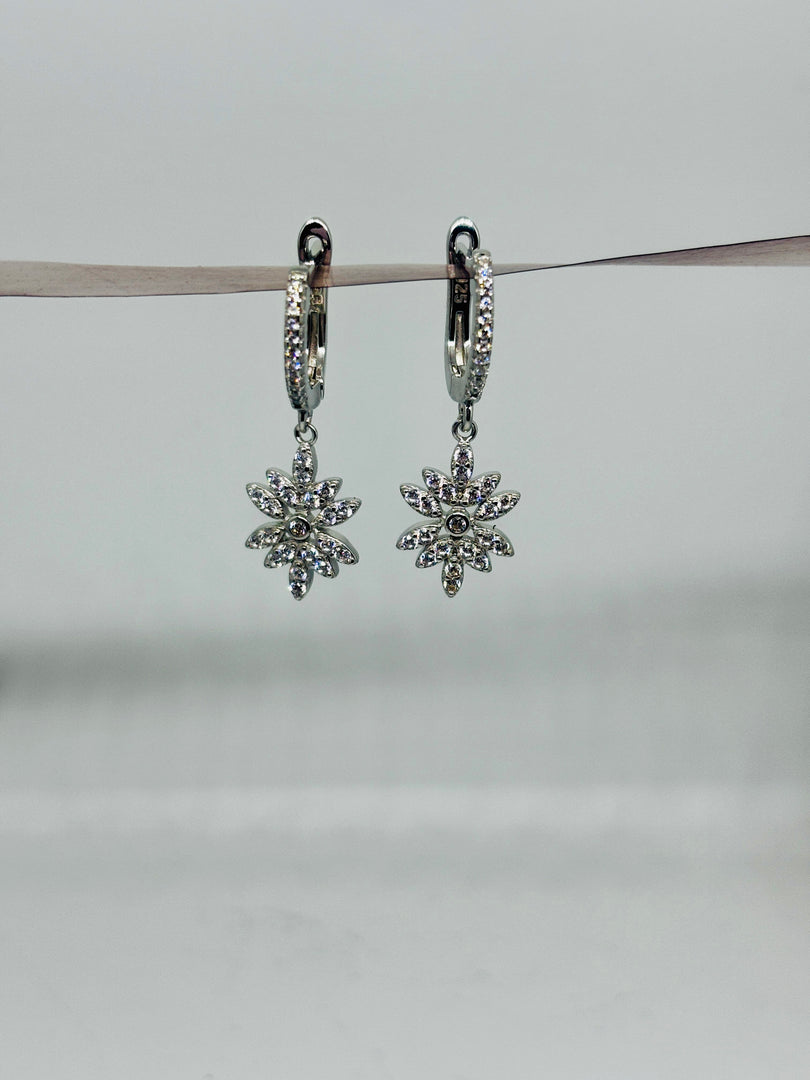 Floral Sparkle Silver Earrings
